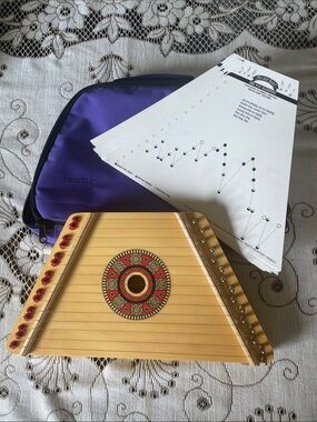HearthSong Kids Zither Harp - 21 Song Cards Tuner and Pick Purple Carry Case